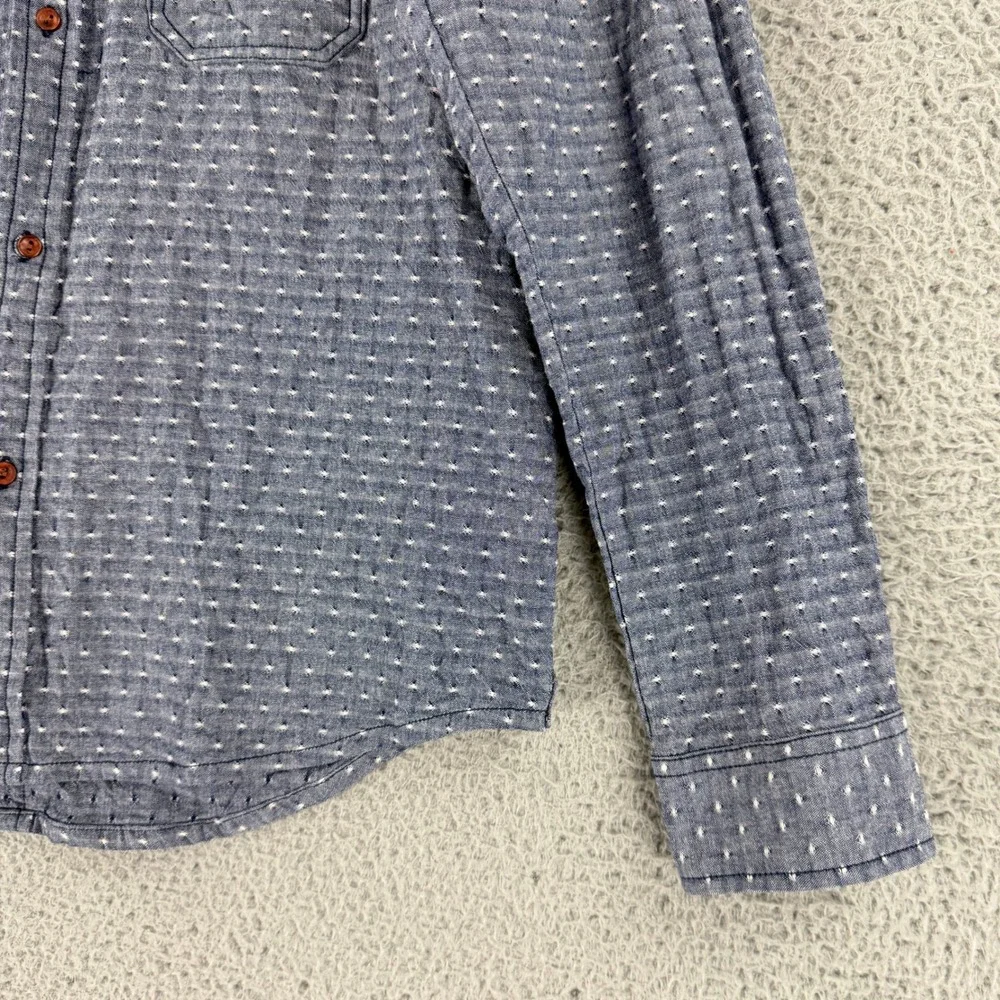 Marshall Artist Button Down Shirt Mens Medium Blue Dobby Dot Modern Fit LS